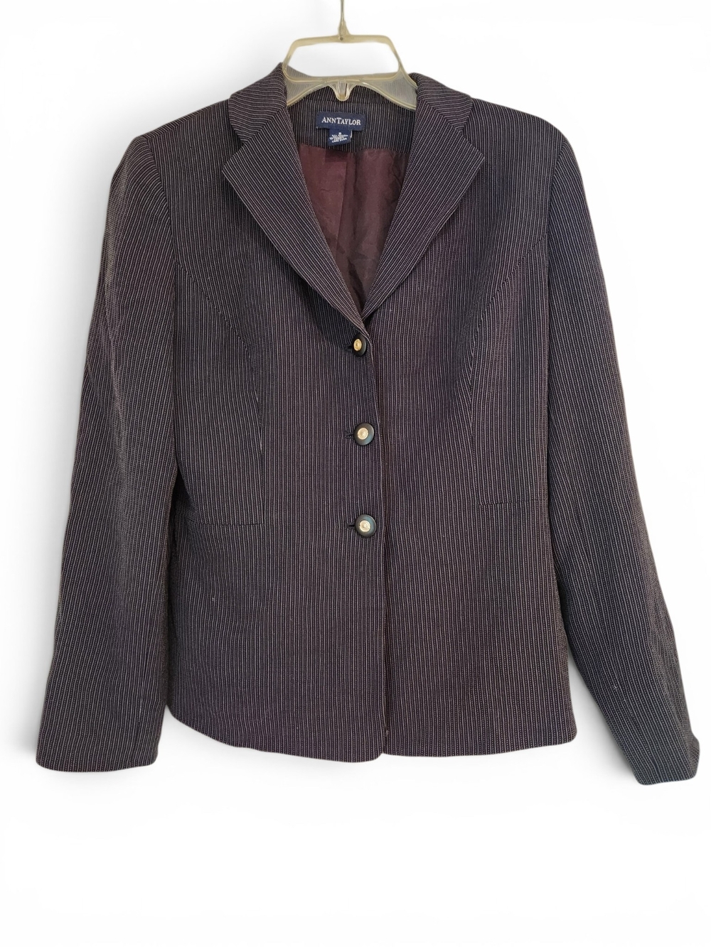 Ann Taylor Women's Brown Pinstripe Blazer Size 8